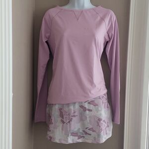 Fila Love Actually tennis golf long sleeve top and skirt set - pink floral - XS